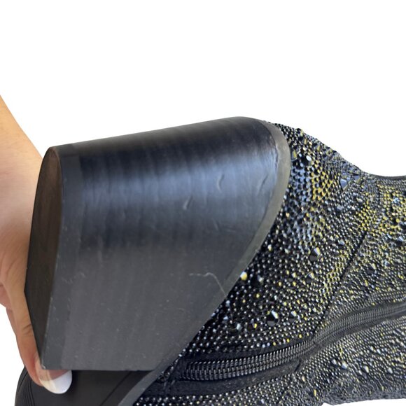 New without Box Western Black Sparkle Rhinestone Wide Calf Cowboy Boots - Picture 13 of 15